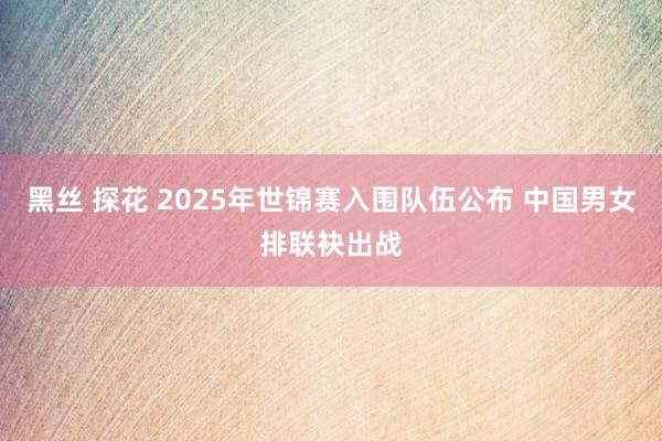 黑丝 探花 2025年世锦赛入围队伍公布 中国男女排联袂出战